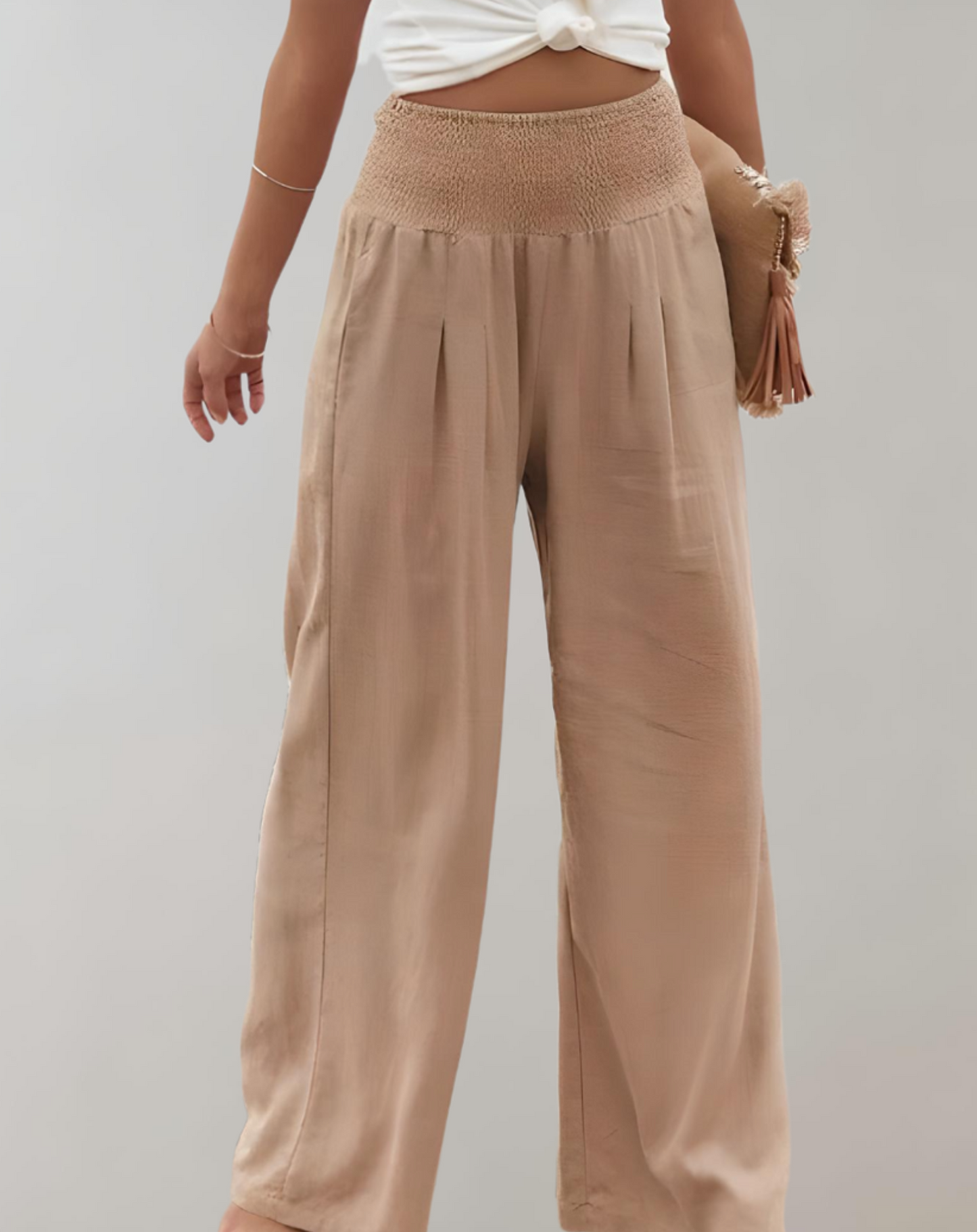 Broek met hoge taille en wijde pijpen voor dames
