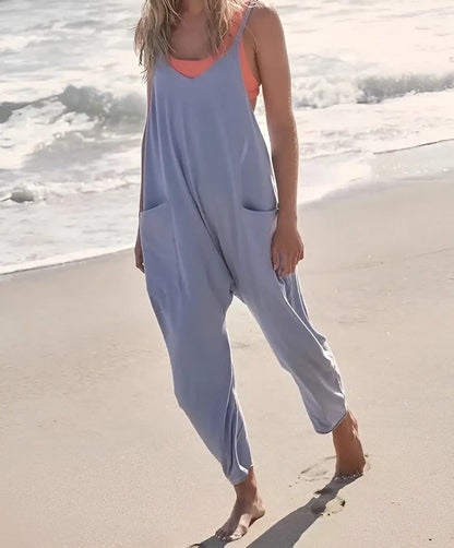 Carla | ademende zomer jumpsuit met wijde pijpen voor dames