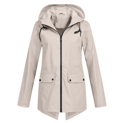 Lange regenjas met capuchon voor dames
