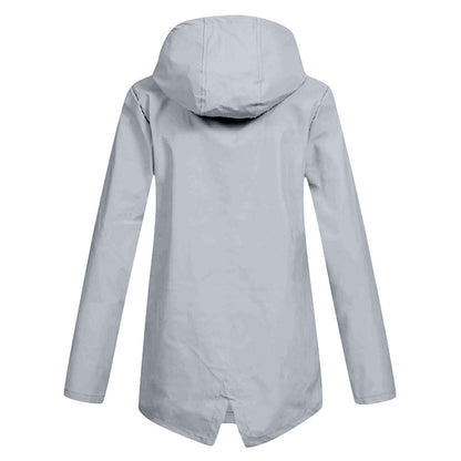 Lange regenjas met capuchon voor dames