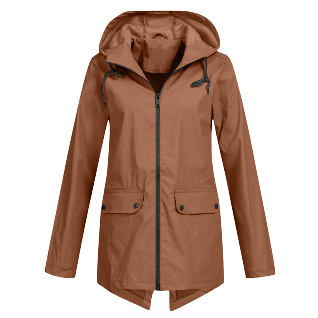 Lange regenjas met capuchon voor dames