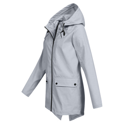 Lange regenjas met capuchon voor dames