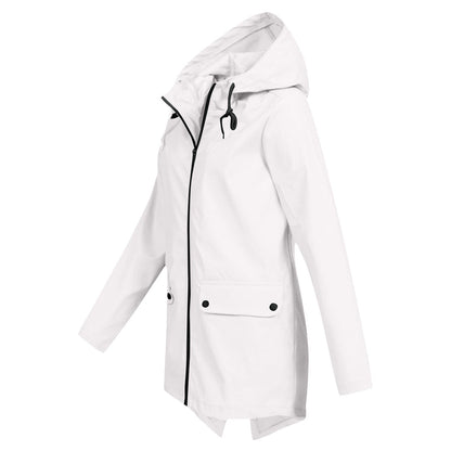 Lange regenjas met capuchon voor dames