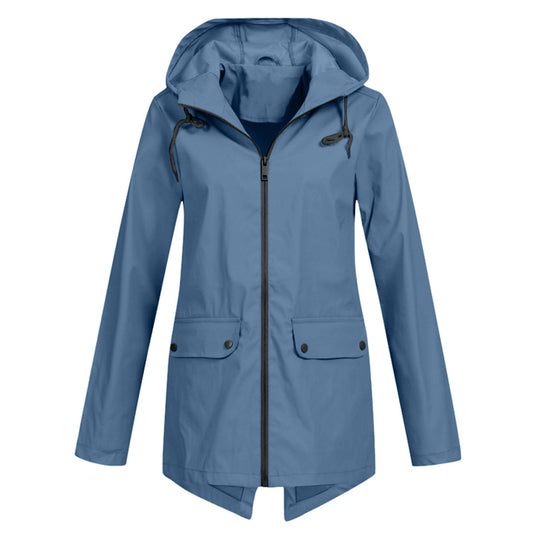 Lange regenjas met capuchon voor dames