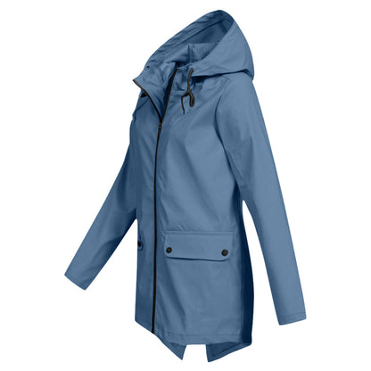 Lange regenjas met capuchon voor dames