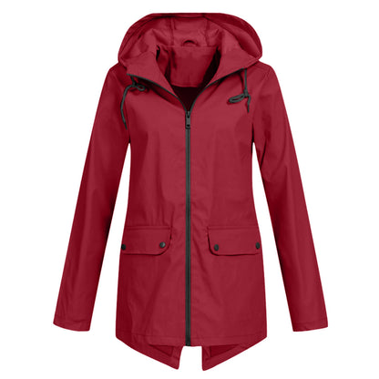 Lange regenjas met capuchon voor dames