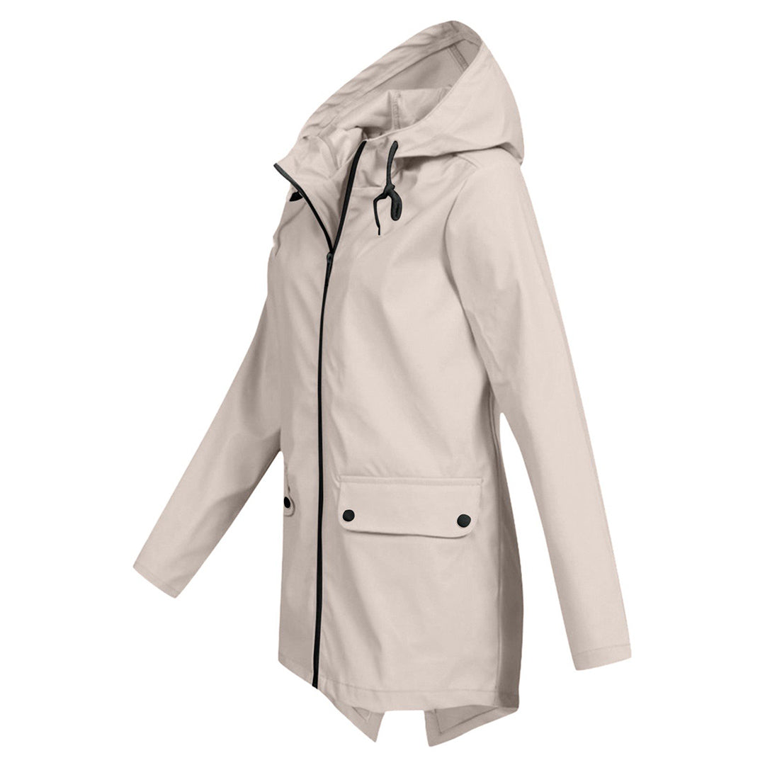 Lange regenjas met capuchon voor dames