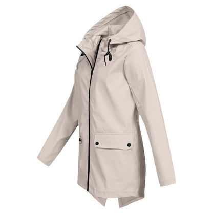 Lange regenjas met capuchon voor dames