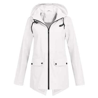 Lange regenjas met capuchon voor dames