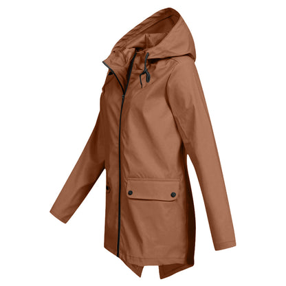 Lange regenjas met capuchon voor dames