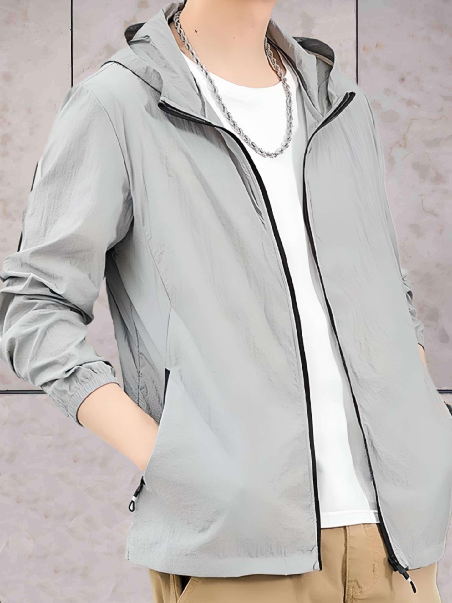 Francis - warm en lichtgewicht polyester jack met capuchon en ritssluiting over de hele lengte