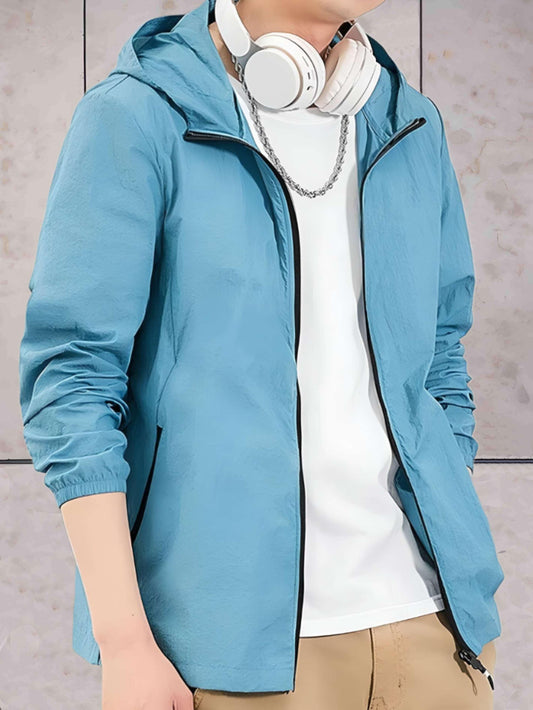 Francis - warm en lichtgewicht polyester jack met capuchon en ritssluiting over de hele lengte