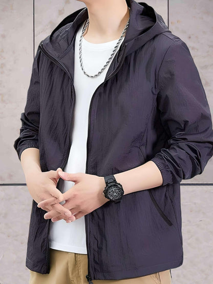 Francis - warm en lichtgewicht polyester jack met capuchon en ritssluiting over de hele lengte