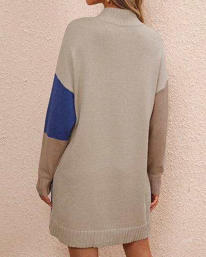 Annele Dekker Coltrui | Geblokte Lange Gebreide Dames Wintertrui