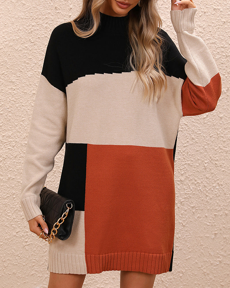 Annele Dekker Coltrui | Geblokte Lange Gebreide Dames Wintertrui
