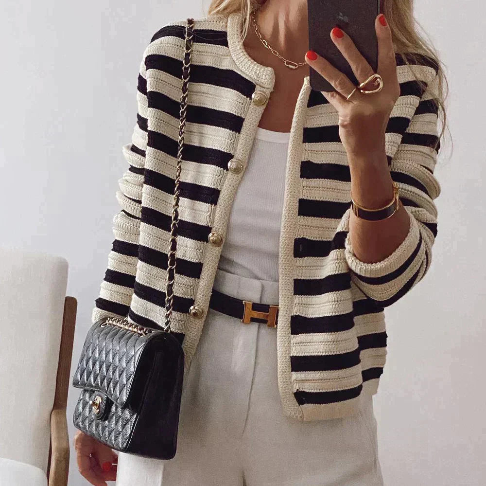 Caudalie Cardigan | Gestreept elegant vestjasje met lange mouwen