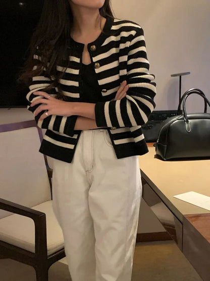 Caudalie Cardigan | Gestreept elegant vestjasje met lange mouwen