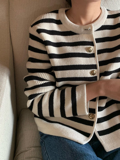 Caudalie Cardigan | Gestreept elegant vestjasje met lange mouwen