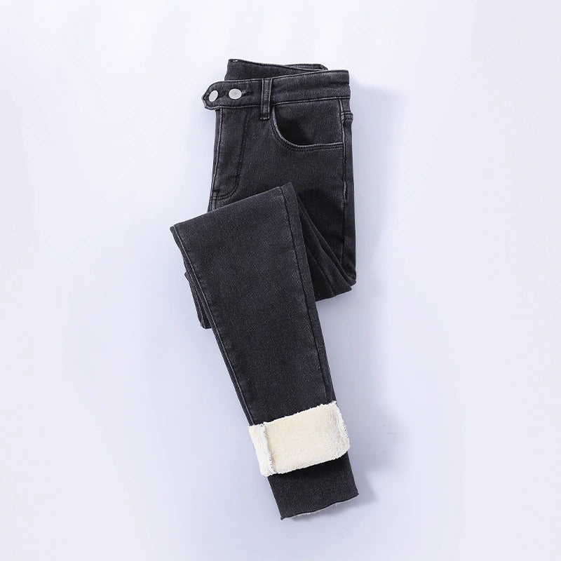 Alexandra - Gevoerde Dames Winter Jeans met Hoge Taille
