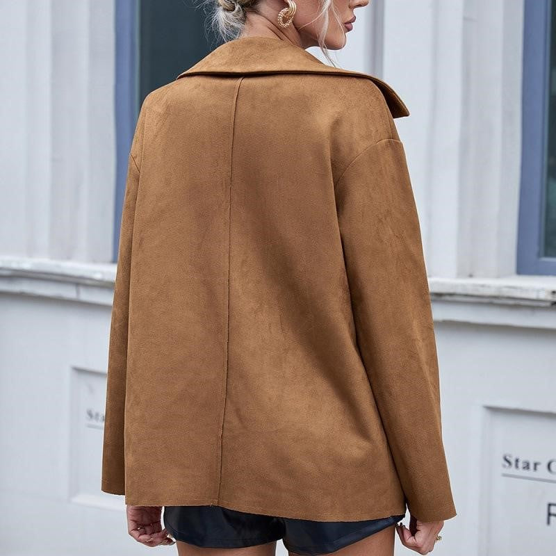 Charlottie - Stijlvolle Suede Button-Up Jas