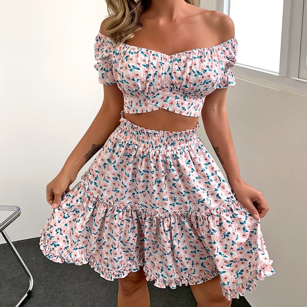 Two piece set met bloemenprint