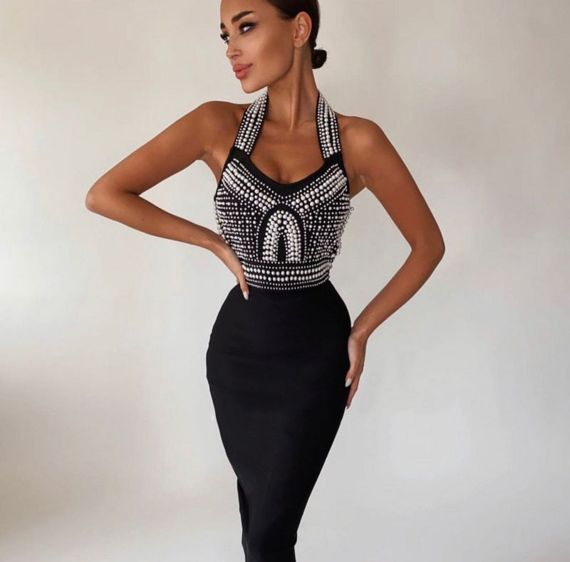 Bodycon jurk met parels