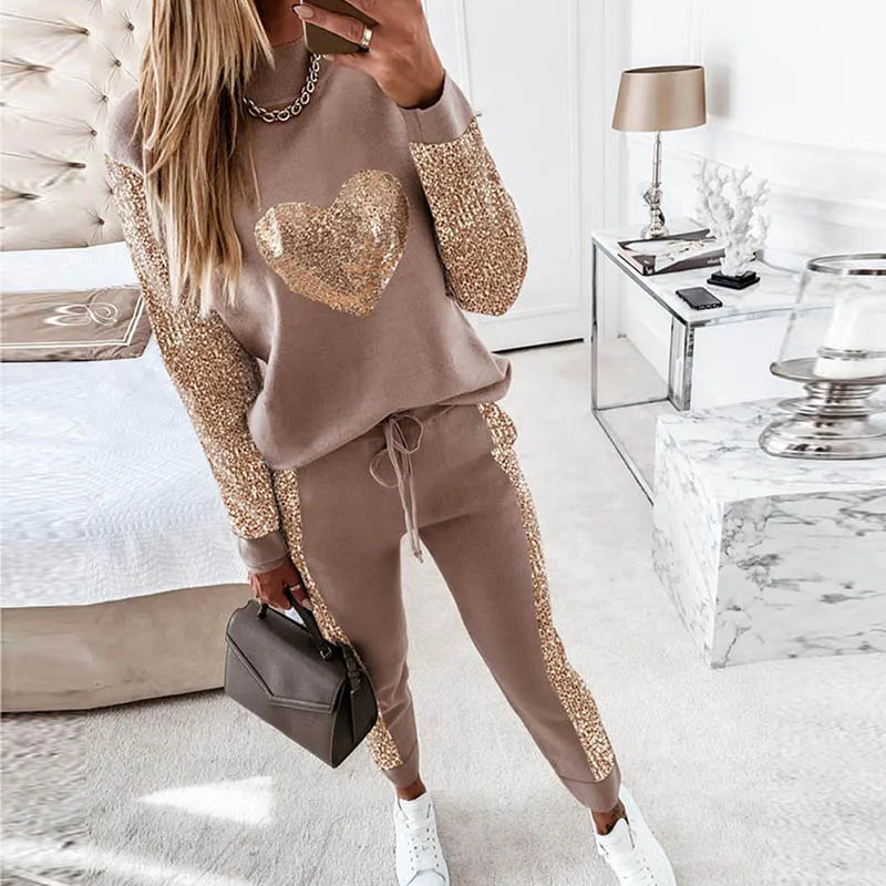 Elestria - Casual Tweedelige Set met Pailletten