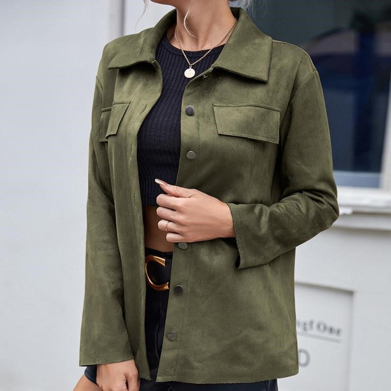 Charlottie - Stijlvolle Suede Button-Up Jas