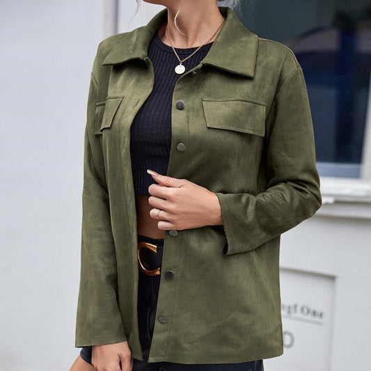 Charlottie - Stijlvolle Suede Button-Up Jas