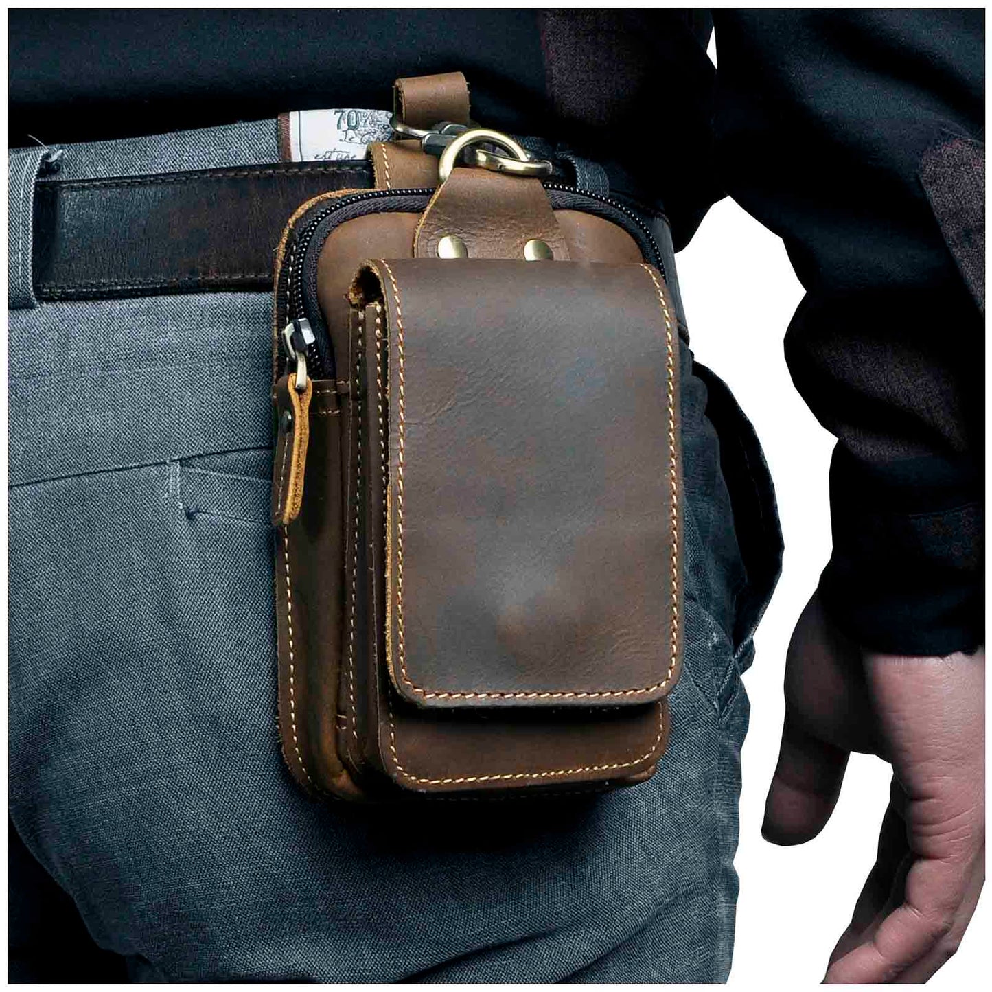Echt lederen heren waist bag