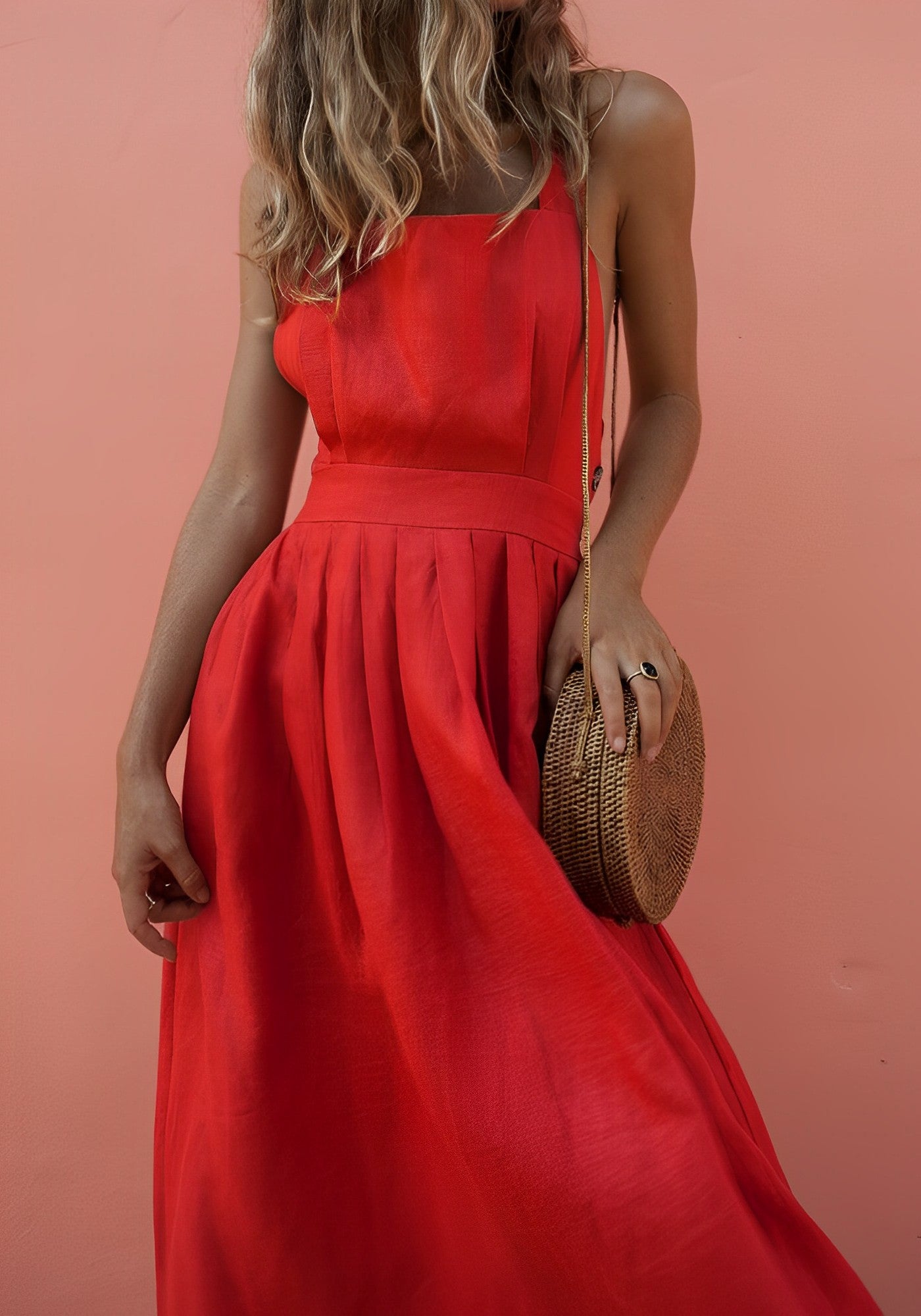 Mai - Trendy Rode Zomerjurk met Spaghettibandjes voor Vrouwen