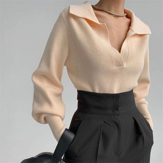 Beige trui met kraag