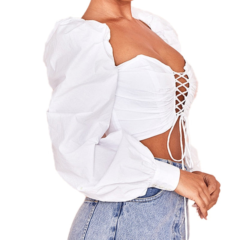 Witte korte top