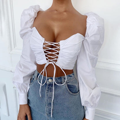 Witte korte top