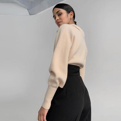 Beige trui met kraag