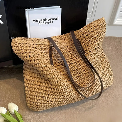 Ecochic | stijlvolle geweven shopper met lange handvatten