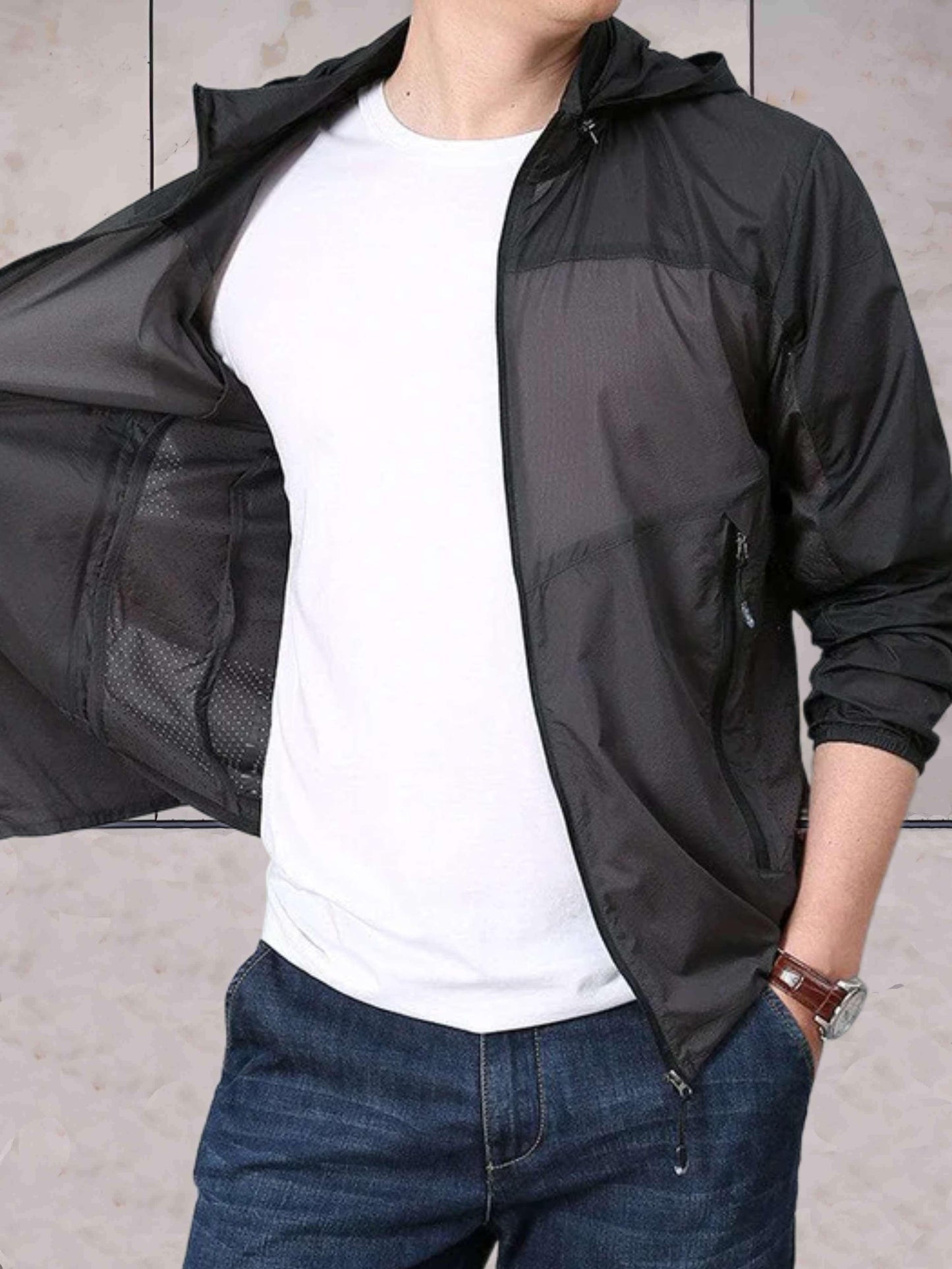 Jessie - 2-kleurig warm en dun sneldrogend jack met capuchon, zakken en ritssluiting