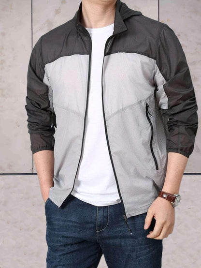 Jessie - 2-kleurig warm en dun sneldrogend jack met capuchon, zakken en ritssluiting