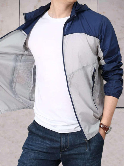 Jessie - 2-kleurig warm en dun sneldrogend jack met capuchon, zakken en ritssluiting