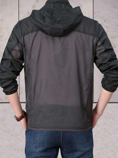 Jessie - 2-kleurig warm en dun sneldrogend jack met capuchon, zakken en ritssluiting