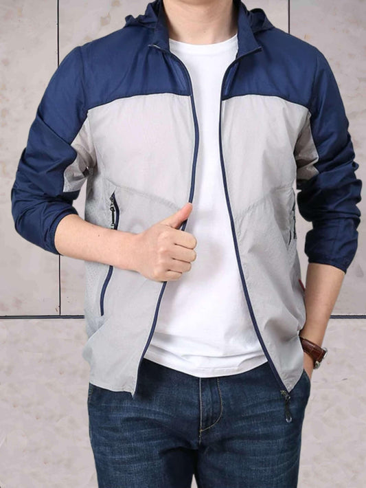 Jessie - 2-kleurig warm en dun sneldrogend jack met capuchon, zakken en ritssluiting
