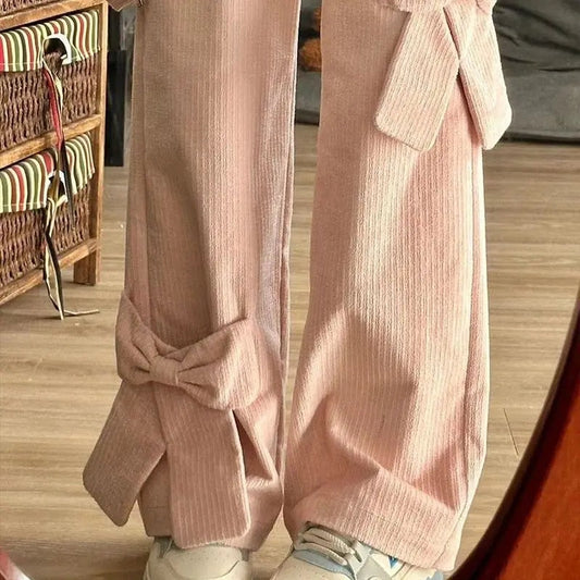 Birgit - Vintage Corduroy Broek met Strik en Hoge Taille