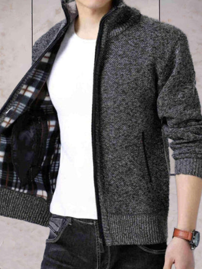 John - casual gebreid jack met een hoge halslijn, zakken en ritssluiting