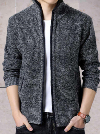 John - casual gebreid jack met een hoge halslijn, zakken en ritssluiting