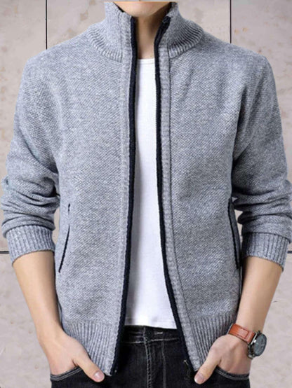 John - casual gebreid jack met een hoge halslijn, zakken en ritssluiting