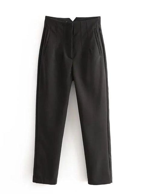 Damesbroek met hoge taille en vlechtwerk