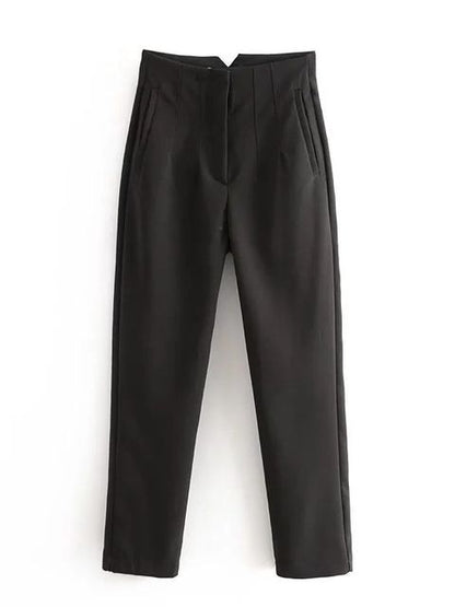 Damesbroek met hoge taille en vlechtwerk