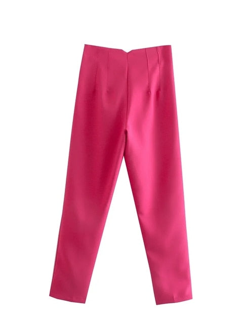 Damesbroek met hoge taille en vlechtwerk