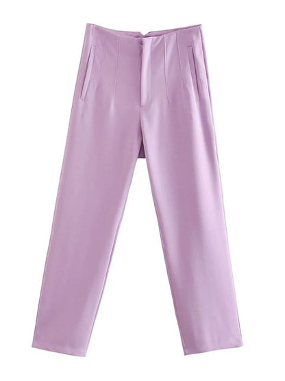 Damesbroek met hoge taille en vlechtwerk