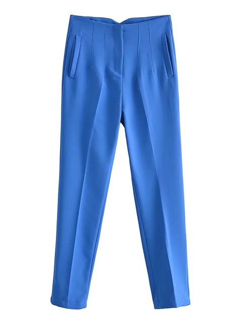 Damesbroek met hoge taille en vlechtwerk